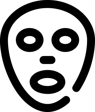 Black and white face mask icon symbol vector illustration in minimal simple style graphic design element for modern artwork clean outline sketch flat pictogram abstract template contour editable isolated digital png format for web ui