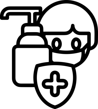 Black and white face mask icon symbol vector illustration in minimal simple style graphic design element for modern artwork clean outline sketch flat pictogram abstract template contour editable isolated digital png format for web ui