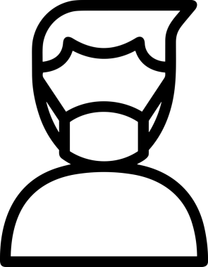 Black and white face mask icon symbol vector illustration in minimal simple style graphic design element for modern artwork clean outline sketch flat pictogram abstract template contour editable isolated digital png format for web ui