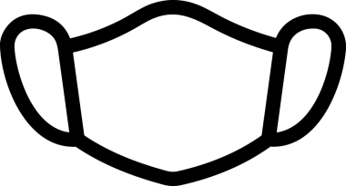 Black and white face mask icon symbol vector illustration in minimal simple style graphic design element for modern artwork clean outline sketch flat pictogram abstract template contour editable isolated digital png format for web ui