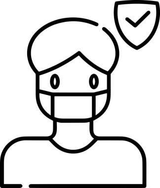 Black and white face mask icon symbol vector illustration in minimal simple style graphic design element for modern artwork clean outline sketch flat pictogram abstract template contour editable isolated digital png format for web ui