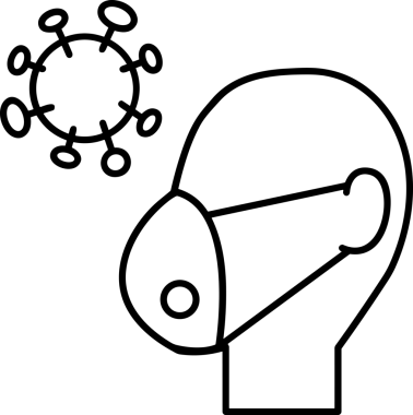 Black and white face mask icon symbol vector illustration in minimal simple style graphic design element for modern artwork clean outline sketch flat pictogram abstract template contour editable isolated digital png format for web ui