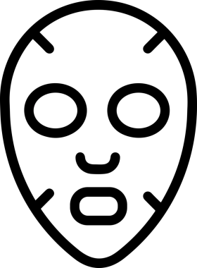 Black and white face mask icon symbol vector illustration in minimal simple style graphic design element for modern artwork clean outline sketch flat pictogram abstract template contour editable isolated digital png format for web ui