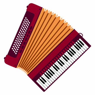 Müzik enstrümanları, halk kültürü, klasik temalar, festivaller ve geleneksel sanat eserleri için ideal, vektör illüstrasyon tarzında izole edilmiş bir akordiyon simgesi