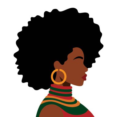 Afro-Amerikalı kız sevimli karakter avatar çizimi. Çizgi film avatarları, profil görselleri, çocuk dostu tasarımlar ve eğlenceli eğitim projeleri için harika..