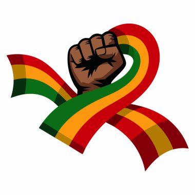 Afro-Amerikan yükselen el kaldırma hareketi vektör illüstrasyonu. Sosyal aktivizm, eşitlik, sivil haklar, gösteri ve güçlendirme temalı tasarımlar için ideal.