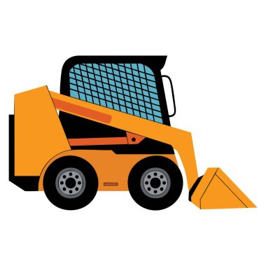 Bobocat simgesi, ağır ekipman tema grafikleri ve endüstriyel posterler için ideal yapım aracı çizimi izole edildi