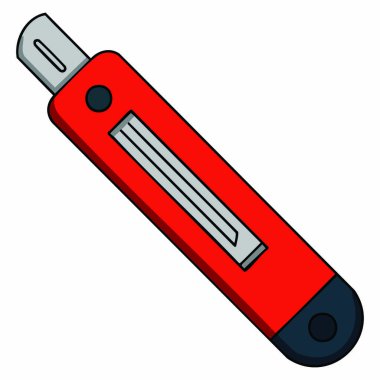 Renkli neşter ofis arz simgesi izole vektör illüstrasyonu, kırtasiye görsel, sağlık teması ve ofis grafikleri için mükemmel araç tasarımı