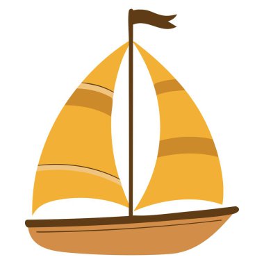 İzole edilmiş yelkenli vektör çizimi. Deniz tasarımı, okyanus macerası, seyahat, tatil görselleri, deniz temaları ve su sporları projeleri için ideal.