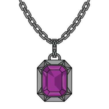 Beyaz arkaplan vektör illüstrasyonunda izole edilmiş kolye, moda grafikleri, aksesuarları görsel ve dekoratif tasarımlar için takı aksesuarları ideali