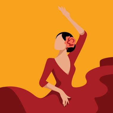 İspanyol flamenko dansçısı izole edilmiş vektör illüstrasyonu, geleneksel temalar, festival grafikleri ve İspanyol mirası görselleri için ideal kültür tasarımı