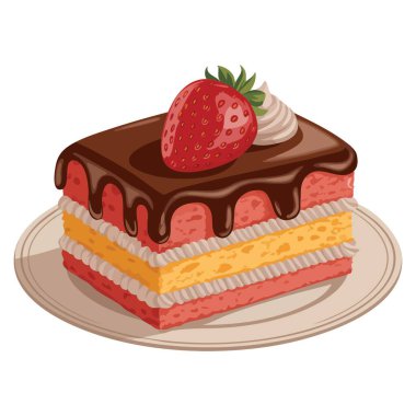 Tatlı tasarımları ve fırın reklamları için uygun etiketler ve pankartlar için beyaz arkaplan elementine izole edilmiş lezzetli pasta çizgi film vektörü