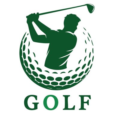 Çember golf logosunun vektör çizimi. Golf kulüpleri, turnuva markaları, spor kimlikleri ve golf temalı grafikler için ideal..
