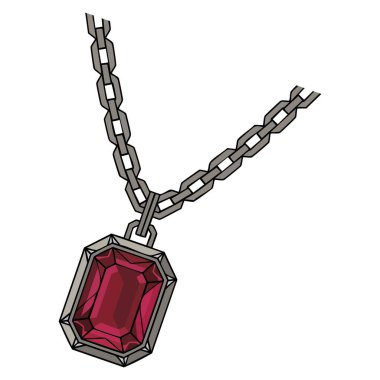 Beyaz arka planda izole edilmiş kolyenin vektör çizimi, aksesuar tasarımı mücevher görselleri, moda temaları ve dekoratif öğeler için mükemmel.