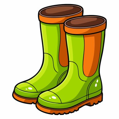 Sonbahar kış botları mevsimlik kıyafet vektörü düz illüstrasyon moda tasarımı aksesuar soğuk hava logosu baskı sanatı