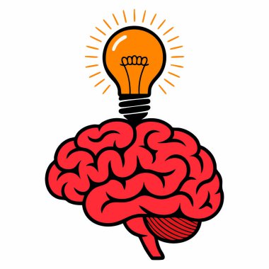 Bilgi psikolojisi yaratıcılığı ve eğitim temalı grafikler için zeka konsepti çiziminin beyin ikonu izole vektör tasarımı sembolü