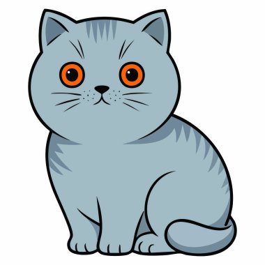 İngiliz kısa kedi vektör illüstrasyonu pelüş gri ceket sakin oturarak yaratıcı sanat projeleri için uygun büyüleyici kedi ağırbaşlı varlık pozu