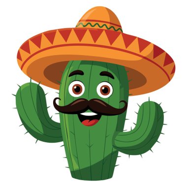 Kaktüs, çizgi film stili gülümseyen bitki tasarımı poster çıkartmaları ve sanat kullanımı için yaratıcı dekorasyon unsuruna sahip mutlu karakter vektör çizimi