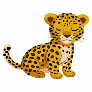 Çizgi film leoparı vektör çizimi sakin ifade yumuşak noktalar kapalı gözler eğitici yaratıcı içerik projeleri için vahşi kedi tasarımı