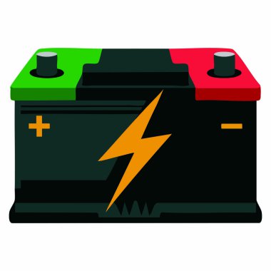 Otomobil elektrikli araç enerji eko güç şarjı ve grafik sembolü için izole edilmiş akü vektör çizimi tasarımı