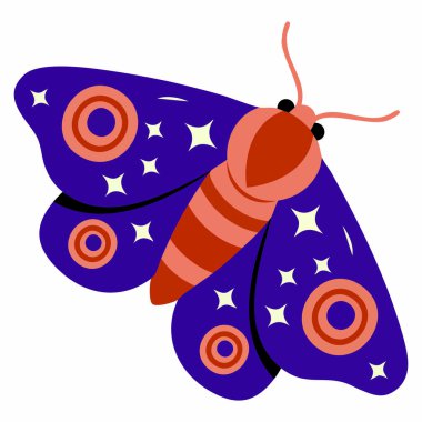 Sembolik göz kanatları olan yalıtılmış mistik güve böceği vektör çizimi gizemli dönüşümü yansıtıyor gizli kılavuz totem tasarımı.