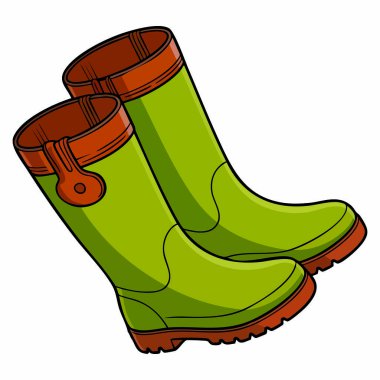 Mevsimlik sonbahar kış botları giysi soğuk hava düz hava vektör çizimi moda aksesuar tasarım logo baskı defteri basit