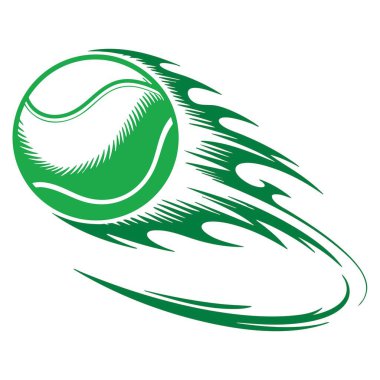 Hareket efekti illüstrasyonlu tenis topu vektör simgesi. Spor teması grafiksel öğesi yaratıcı proje posterleri ve dekorasyonları için mükemmeldir.