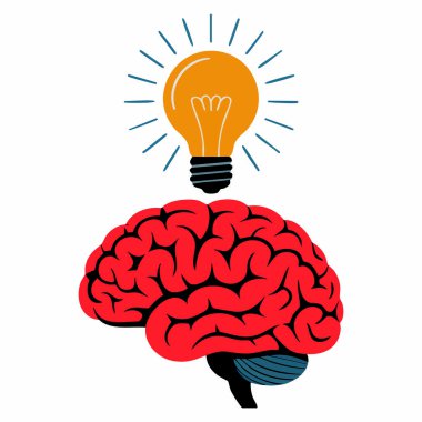 Vector beyin ikonu zihin zekasının yaratıcılık öğrenme ve bilim konseptinin izole tasarım sembolü bilgi ve görseller için mükemmel.