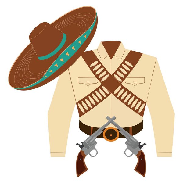 Revolucion mexicana clothing illustration isolated traditional outfit vector design symbol cultural heritage history mexican costume