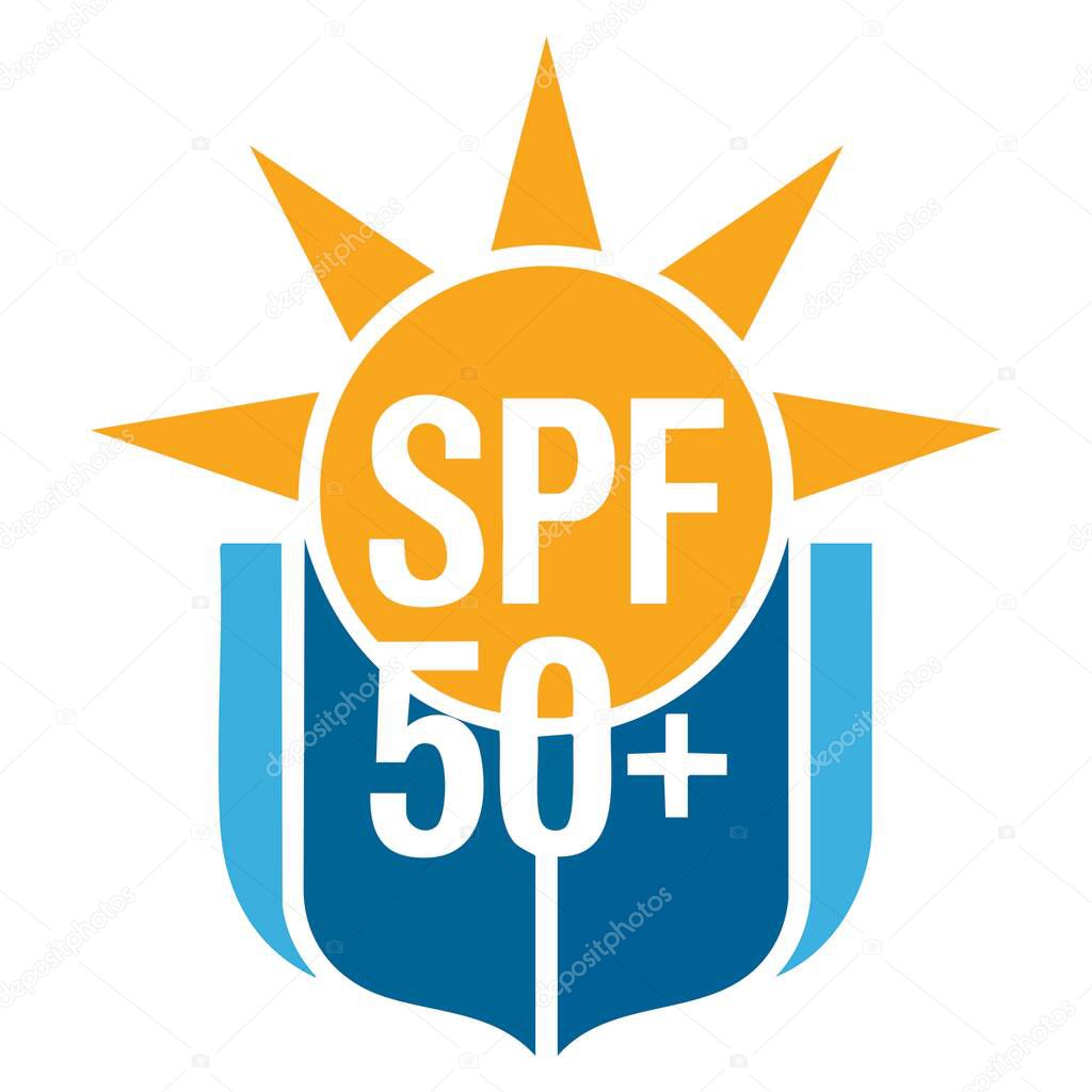 SPF icon logo flat vector illustration symbol sun protection graphic design label skincare defense UV cream summer beauty product theme