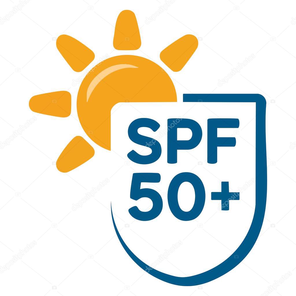 Sun protection SPF vector illustration icon for logo summer skincare product symbol UV defense cream sunscreen label graphic design use