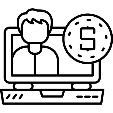 Para çevrimiçi simgesi. beyaz arkaplanda izole edilmiş web tasarımı için çevrimiçi para vektör simgesi