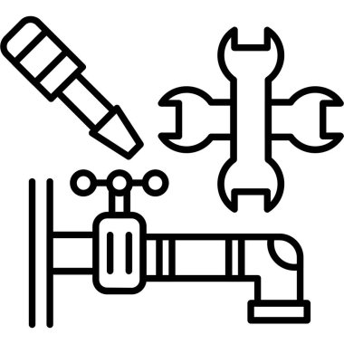 Tornavida ve İngiliz anahtarı simgesini, anahat stili