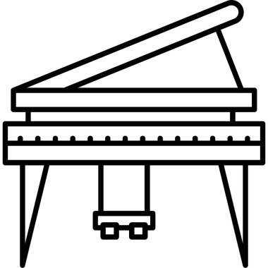 Piyano ikonu. Piyano vektör simgesinin basit çizimi izole edildi