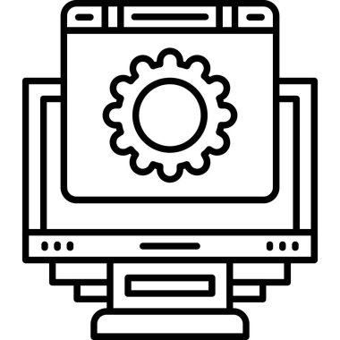 Bilgisayar Ayarları. Web simgesi basit illüstrasyon