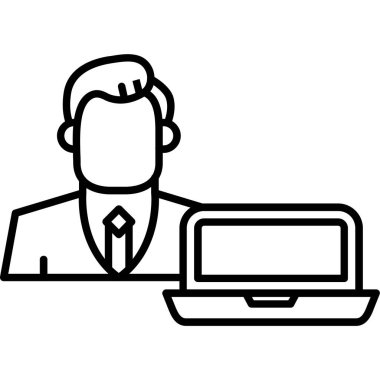 Laptop ve akıllı telefon vektör simgesine sahip iş adamı