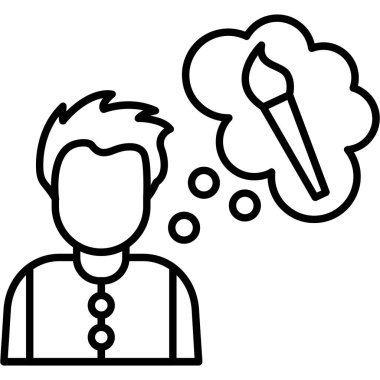 Fırça, simge, vektör illüstrasyonlu iş adamı