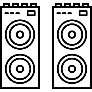 Müzik hoparlörü ikonu. Beyaz arkaplanda izole edilmiş web tasarımı için müzik sözcüsü vektör simgesi