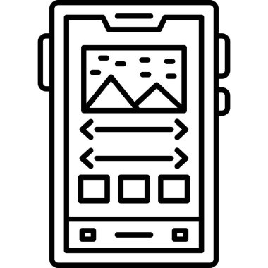 Akıllı telefon ekran ikonu ana hatları vektörü. mobil medya. dijital görüntü