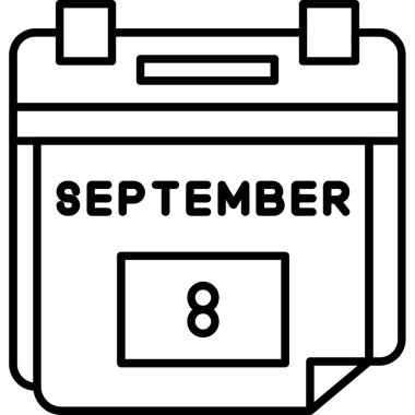 Eylül takvim simgesi, vektör illüstrasyonu