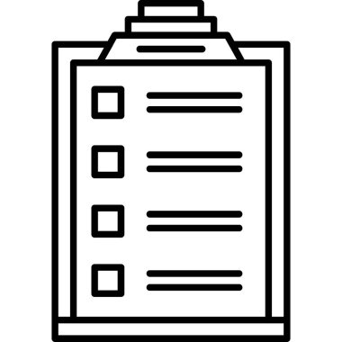 Kontrol listesi vektörü ince çizgi simgesi