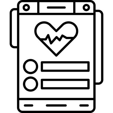 mobil kalp atış hızı simgesi, vektör illüstrasyonu