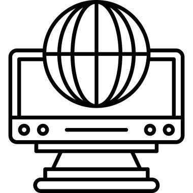 dünya bilgisayar simgesi ana hat biçiminde
