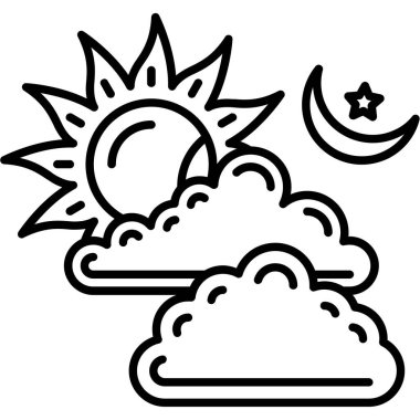 Bulut hava durumu güneş simgesi ana hatlarıyla