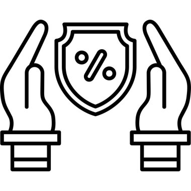 Koruma kalkanı simgesi. Beyaz arkaplanda izole edilmiş web tasarımı için ana hat koruma kalkanı vektör simgesi