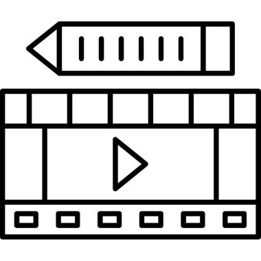 Sinema ikonu ana hatları vektörü. Film şovu. Sinema gösterisi