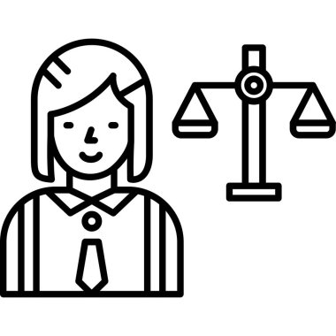 Kadın yargıç adalet simgesi ana hatlarıyla