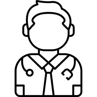 Doktor ikon ana hatları vektörü. Doktor. tıp doktoru