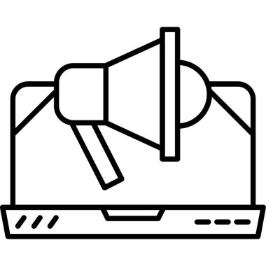 Megafon simgesi. Beyaz arkaplanda izole edilmiş web tasarımı için özet Megafon vektör simgesi