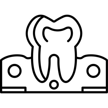 Diş sağlığı çizgisi simgesi, vektör illüstrasyonu, diş bakımı konsepti